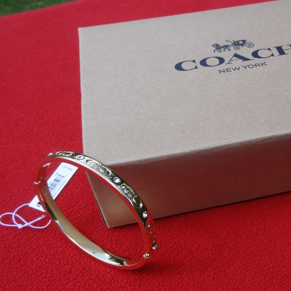 COACH Gold bangle Bracelet Signature Kissing - Picture 6 of 8